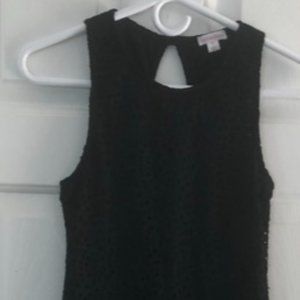 Classic Black Eyelet Lace Lined Pencil Dress